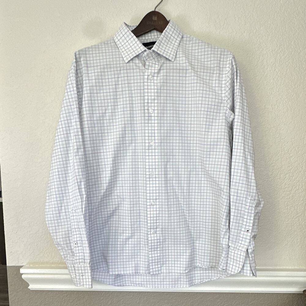 Bonobos Men's Tailored-Fit Long Sleeve Shirt White Blue/Purple Check, Size XL